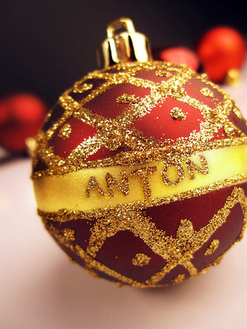 Gold Glittered Christmas Ball Closeup / 100489