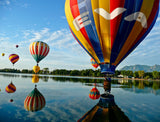 Hot Air Balloons Over Lake / 100498
