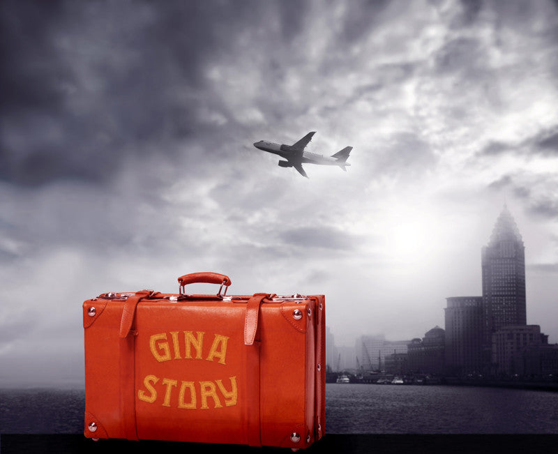 Red shop vintage suitcase
